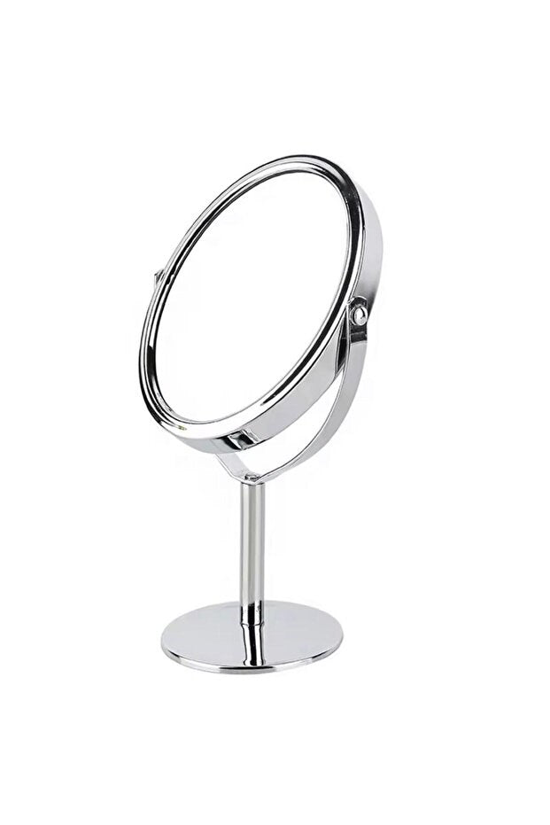sonx Oval Masaüstü Ayaklı 360° Dönebilen çift taraflı büyüteçli krom ayna 18X10cm