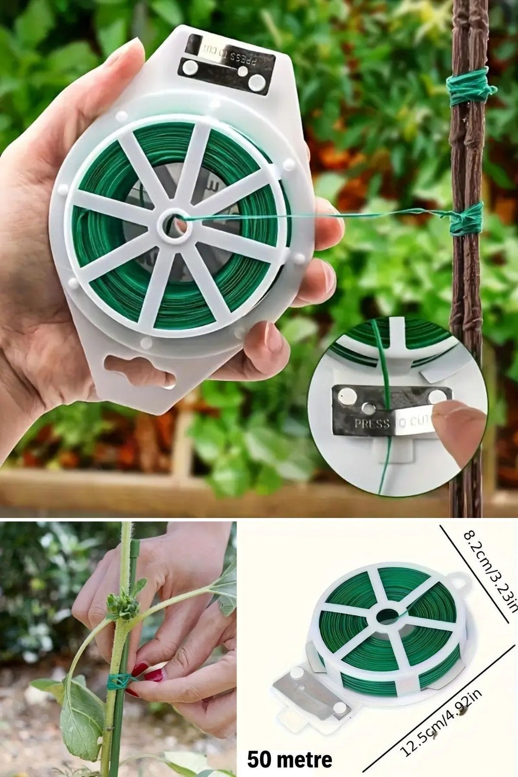 GENEL® 50 Metre Kendiliğinden Kesici Bıçaklı Bitki Saksı Kablo Sabitleme Teli - UcuzaGeliyor