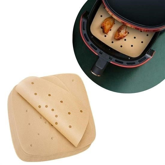 100 Adet Air Fryer Pişirme Kağıdı Tek Kullanımlık Hava Fritöz Yapışmaz Yağlı Kağıt Delikli  Model - UcuzaGeliyor