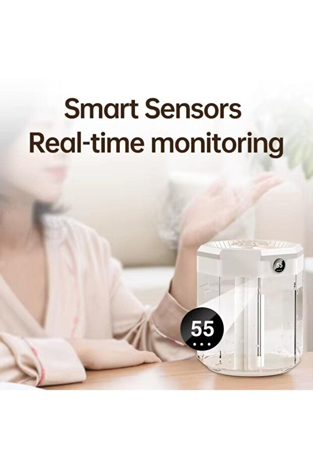 sonx Şeffaf Gövdeli Dijital Ekranlı Ultrasonik Hava Nemlendirici - Yüksek Buhar Gücü ve Sessiz Çalışma