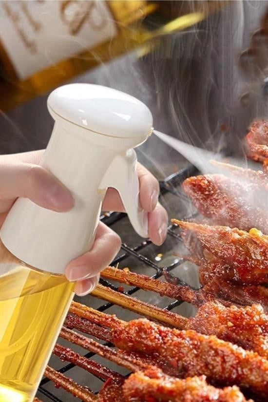 GENEL®  Çok Amaçlı Cam Şişe Püskürtmeli Dağıtıcı Yağdanlık Limonluk Sirke Sosluk Spreyi Beyaz