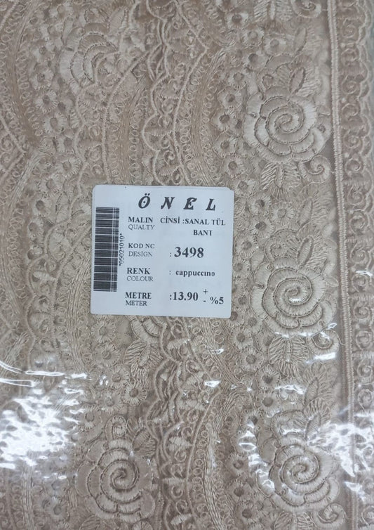 Dantel Polyester Sanal Tül Bant Cappucino 13,90 Metre En 6 cm ON-3498-C - UcuzaGeliyor