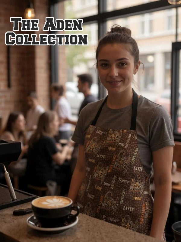 Kahve Desenli barista Önlük
