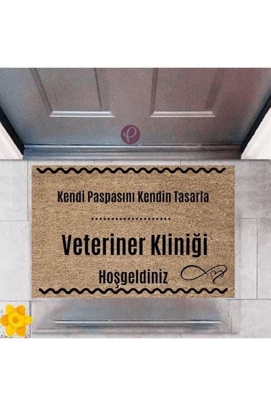 Kapı Önü Paspası Dekoratif Dijital Baskı Veteriner Kliniği P-2540 - UcuzaGeliyor