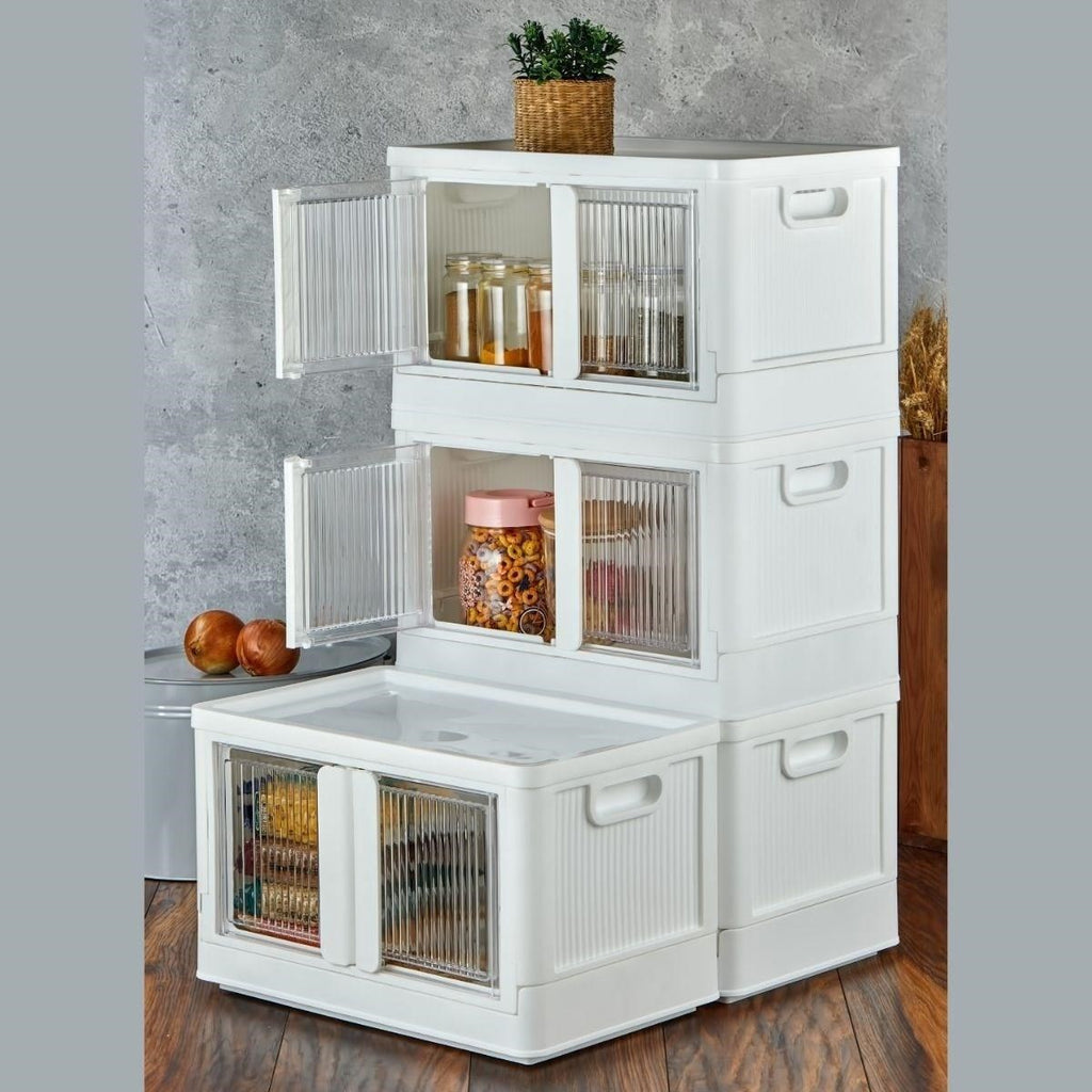 GENEL® Tek Katlı (1 Ünite) Üst Üste Eklenebilir Demonte Mutfak ve Banyo Düzenleyici Raf-Beyaz