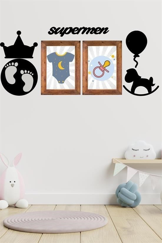 GENEL® DECO103 Supermen Dekoratif Duvar Süsü Tablo Aksesuar Ahşap Tasarım Hediye Pano Sticker Seti - UcuzaGeliyor