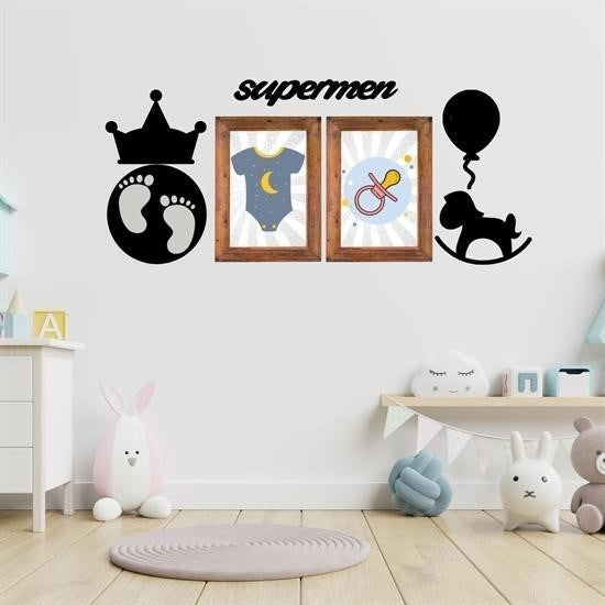 GENEL® DECO103 Supermen Dekoratif Duvar Süsü Tablo Aksesuar Ahşap Tasarım Hediye Pano Sticker Seti - UcuzaGeliyor