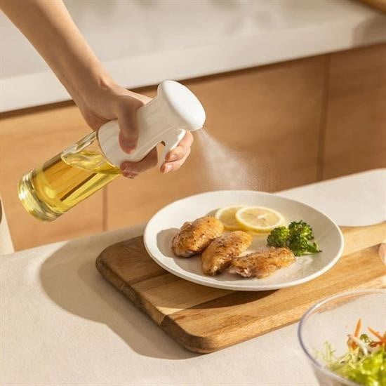 GENEL®  Çok Amaçlı Cam Şişe Püskürtmeli Dağıtıcı Yağdanlık Limonluk Sirke Sosluk Spreyi Beyaz