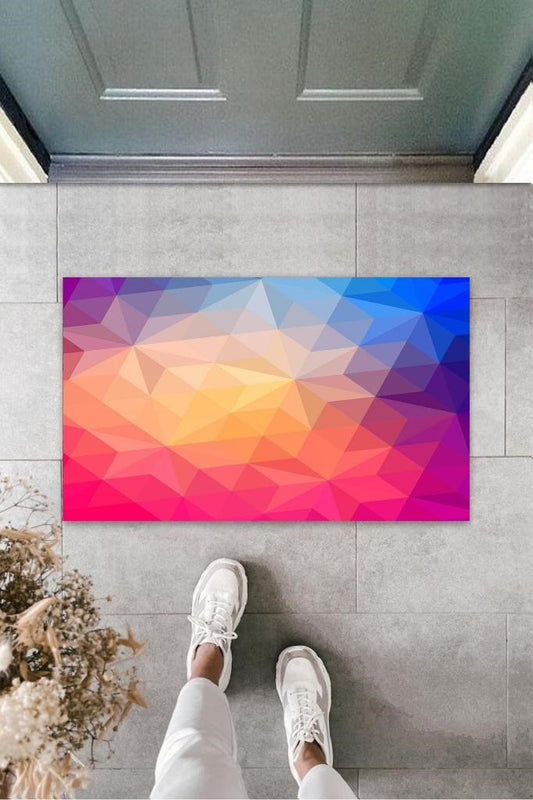 Pembe-Mavi Kapı Önü Paspası Yıldız Desen  K-3215 - UcuzaGeliyor