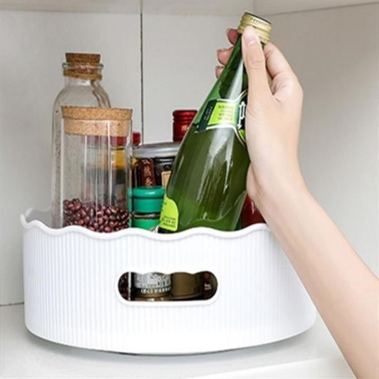 GENEL® 360 Derece Dönebilen Mekanizmalı Yuvarlak Tepsi Formlu Sunum ve Servis Organizer Tablası