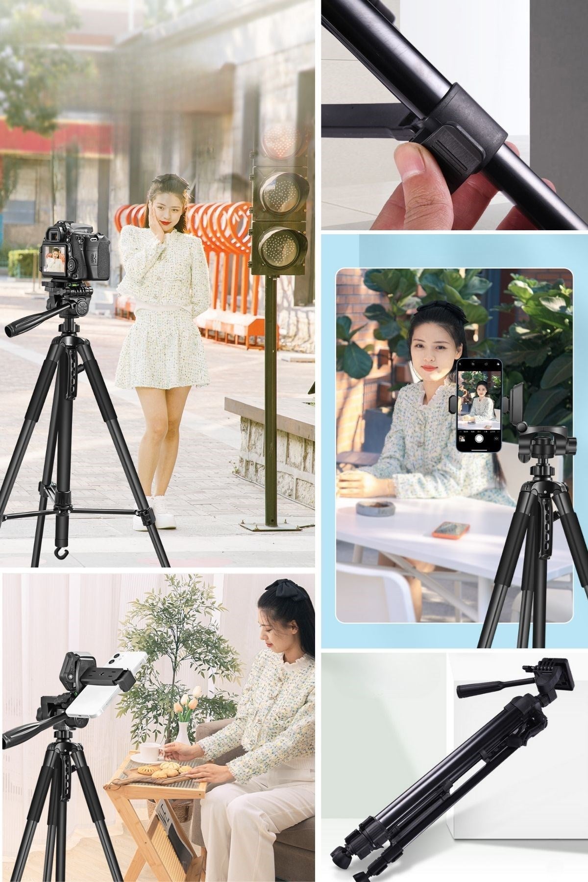 BUFFER® Telefon ve Fotoğraf Makinası Takılabilen Bluetooth Kumandalı 146 cm Tripod