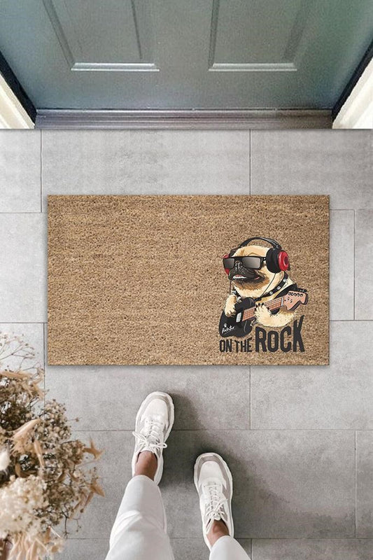 Dijital Baskı Kahverengi On The Rock Köpek Dekoratif Kapı Paspası K-2040 - UcuzaGeliyor