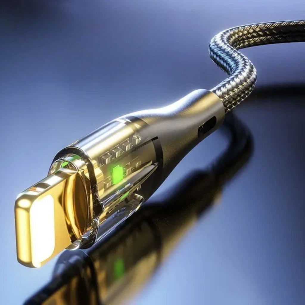 GENEL® Led Işık Uçlu Sağlam İp Kablolu USB to Lightning Hızlı Şarj Kablosu