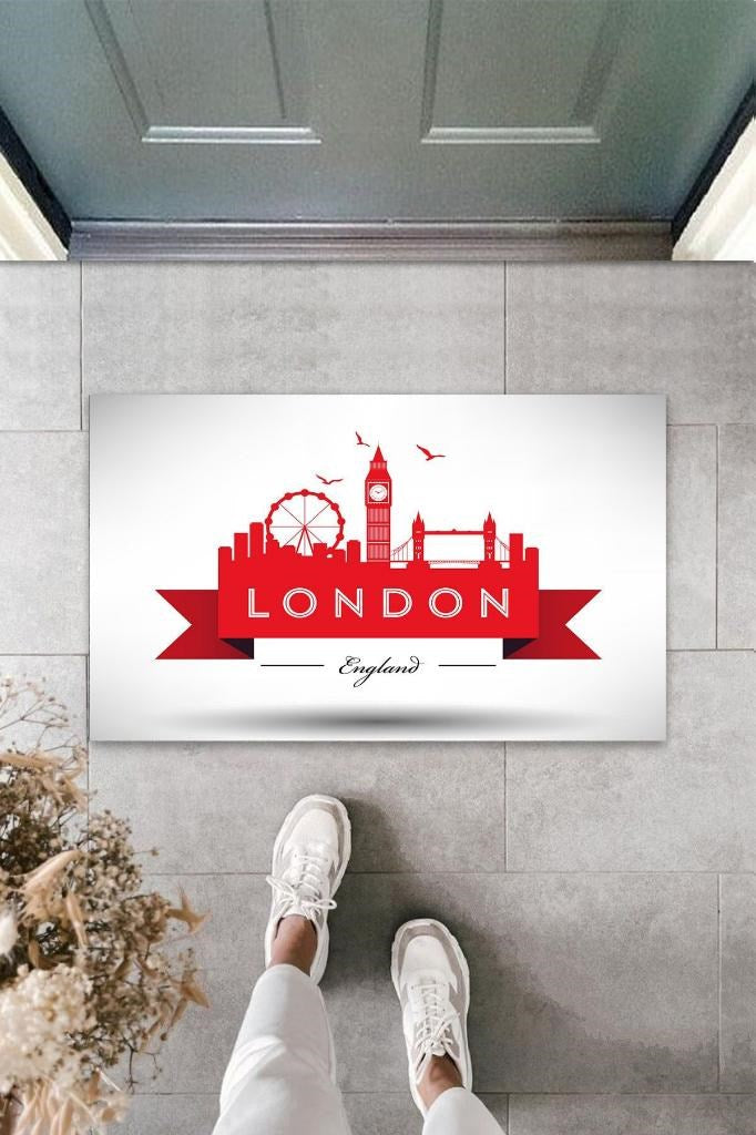 Dijital Baskı Beyaz London Kapı Paspası - UcuzaGeliyor