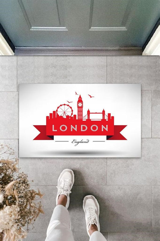 Dijital Baskı Beyaz London Kapı Paspası - UcuzaGeliyor