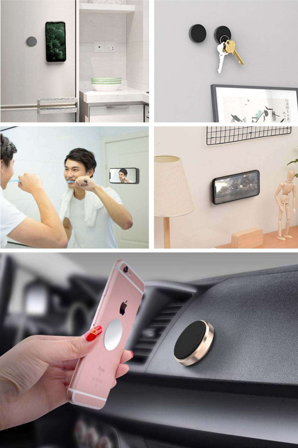 BUFFER® Tüm Modellerle Uyumlu Manyetik Araç İçi Telefon Tutucu Çok Amaçlı Güçlü Mıknatıs Tutucu