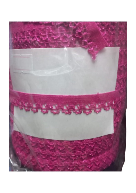 Çamaşır Lastiği Dantelli 1 cm 75 Metre 1 Top Fuşya - UcuzaGeliyor