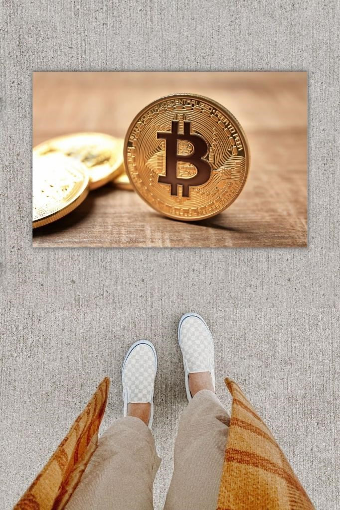 Dijital Baskı Dekoratif Bitcoin Pudra Kapı Önü Paspası K-1280 - UcuzaGeliyor