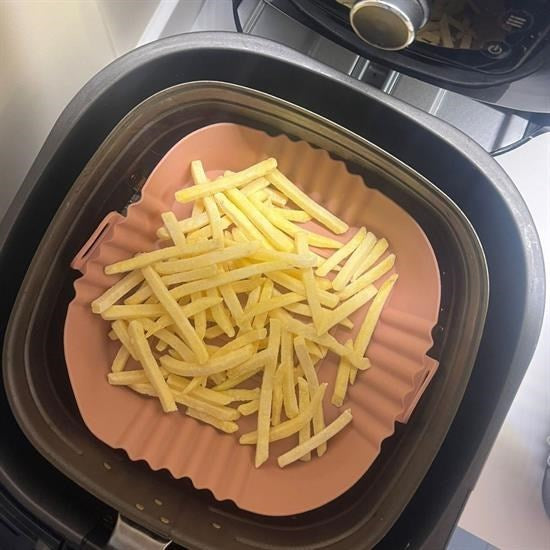 GENEL® Renkli Isıya Dayanıklı Yıkanılabilir Silikon Fırın  Airfryer Kare Model Pişirme Matı 20 cm