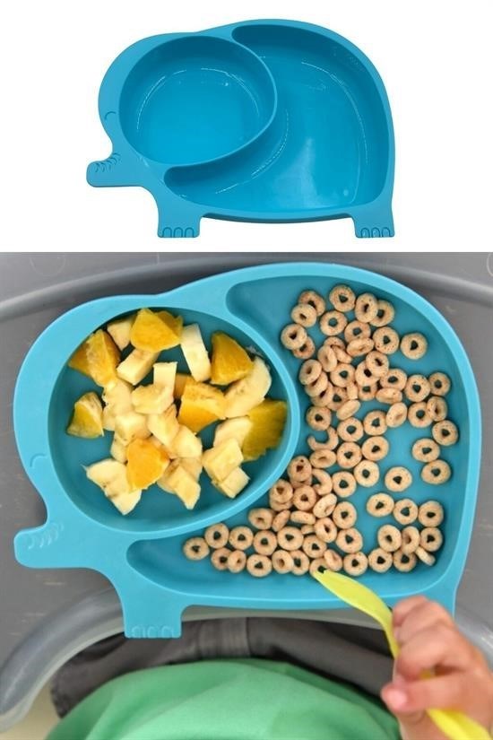 GENEL® Bebek ve Çocuk için Sevimli Fil Model Desenli Yemek Bebek Mama Kabı Bölmeli Tabak