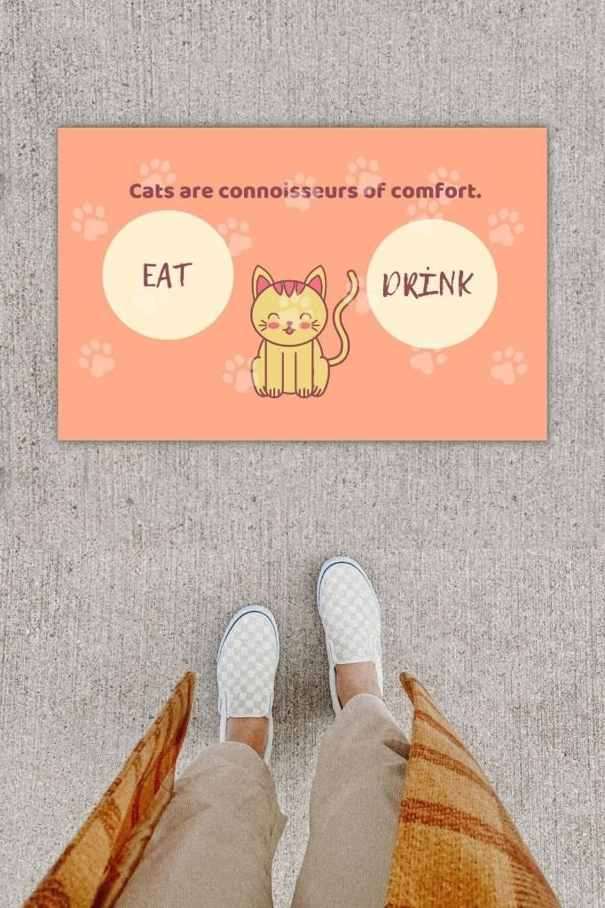 Dijital Baskı Dekoratif Kedi Yavruağzı Kapı Önü Paspası K-1213 - UcuzaGeliyor