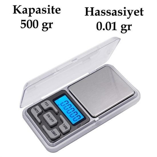 BUFFER® Dijital Hassas Elektronik Cep Terazi Tartı 500 Gr 001 Gr Hassasiyet - UcuzaGeliyor