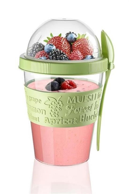 GENEL® Taken Go Kapaklı Kaşıklı Pratik Taşınabilir Meyveli Yoğurt Kabı