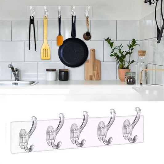 BUFFER® 5'li Güçlü Yapışkanlı Şeffaf Duvar Askısı Banyo Mutfak Düzenleyici Pratik Askılık - UcuzaGeliyor