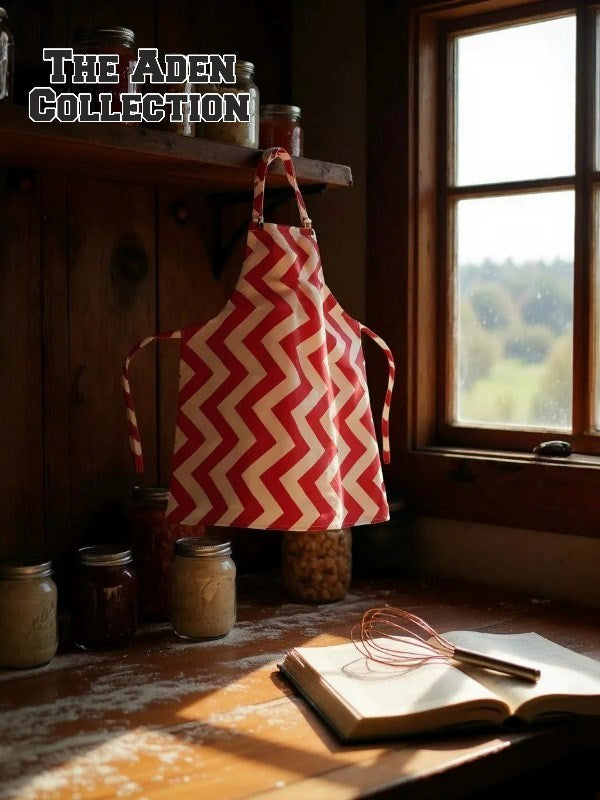 Zikzak Desenli Mutfak Önlüğü Kırmızı - UcuzaGeliyor