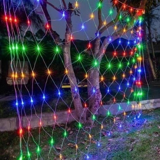 BUFFER® 1x2 Metre Dekoratif File Ağ Perde 192 LED 8 Animasyonlu Farklı Işık Modu RGB Fişli - UcuzaGeliyor