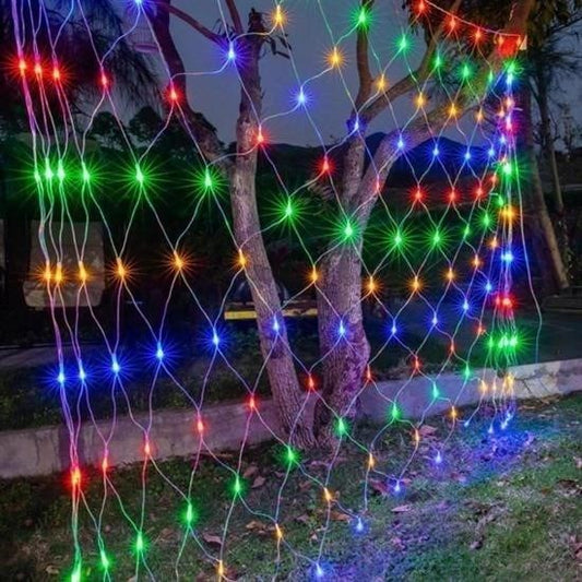 BUFFER® 1x2 Metre Dekoratif File Ağ Perde 192 LED 8 Animasyonlu Farklı Işık Modu RGB Fişli - UcuzaGeliyor
