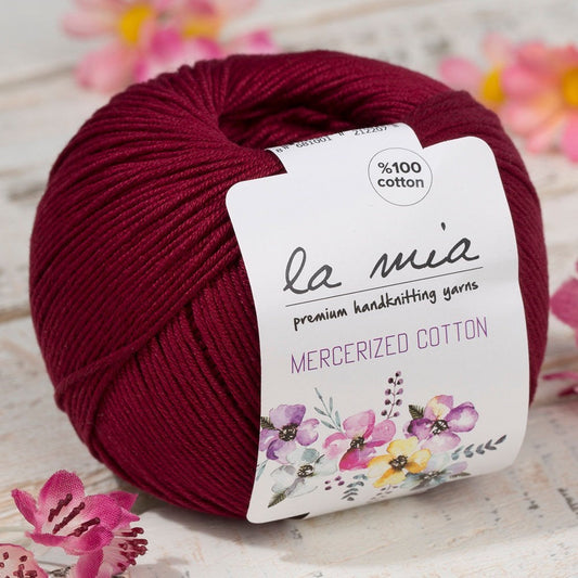 La Mia Mercerized Cotton Bordo El Örgü İpi - 23 - 33596 - UcuzaGeliyor