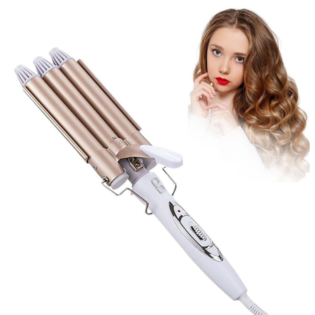 GENEL® 3 Başlıklı Elektrikli Saç Dalgalandırma Maşası - Hızlı ve Kalıcı Plaj Dalgaları