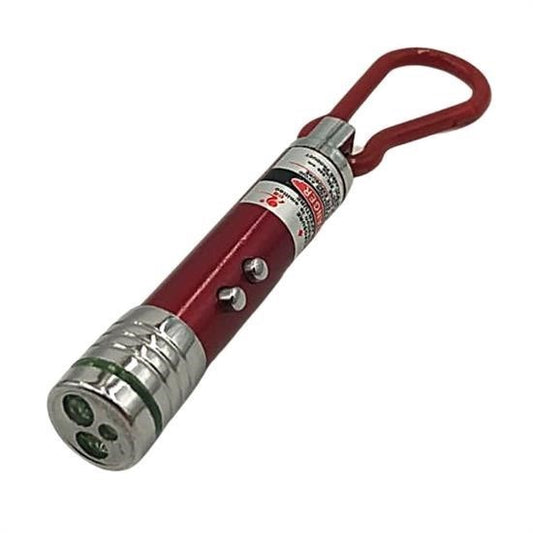 BUFFER®  3 Fonksiyonlu Kırmızı Beyaz Işıklı Led Lazer Kedi Köpek Oyuncak Anahtarlık - UcuzaGeliyor
