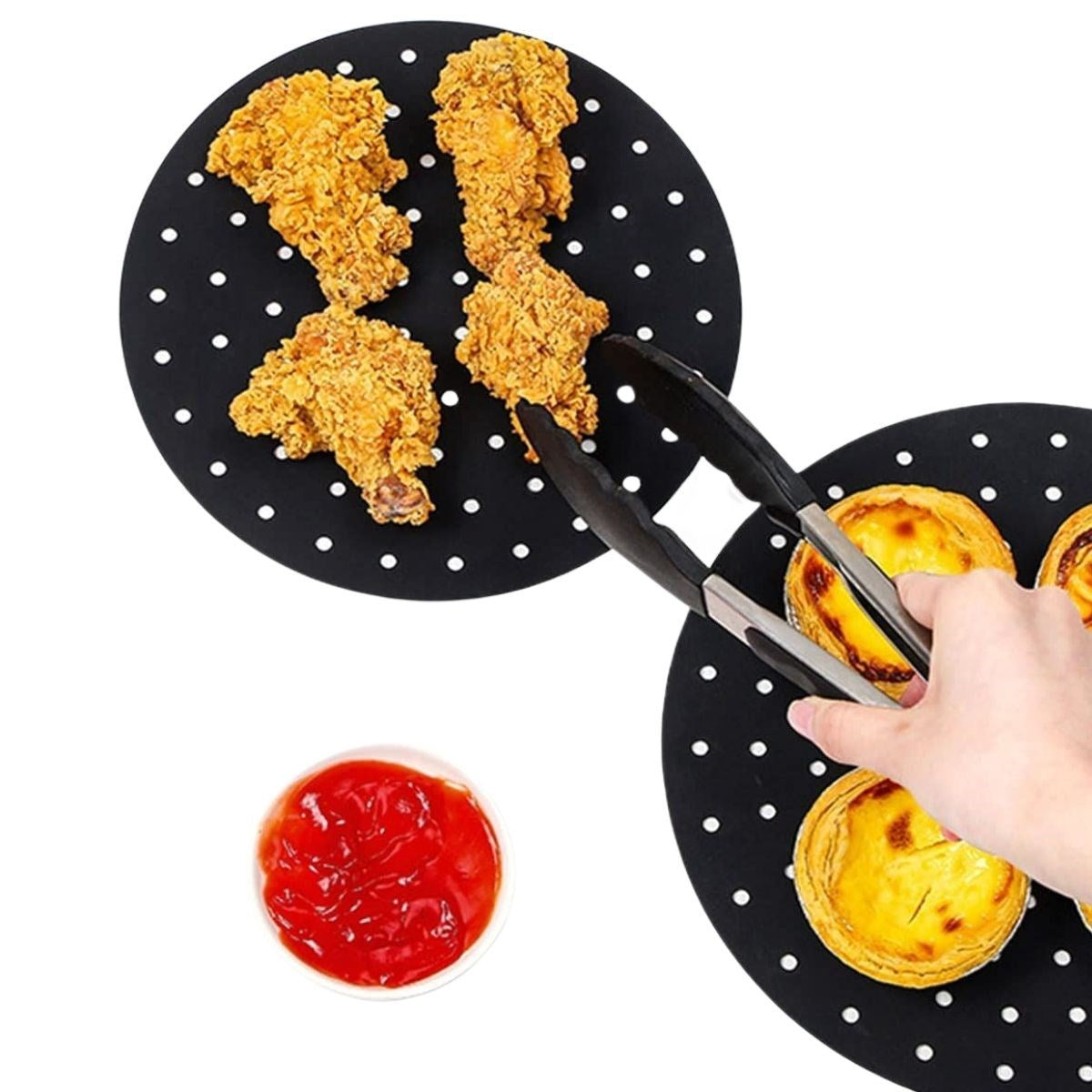 GENEL® Siyah Isıya Dayanıklı Yıkanılabilir Silikon Fırın Ve Airfryer Yuvarlak Model Pişirme Matı 23 Cm - UcuzaGeliyor