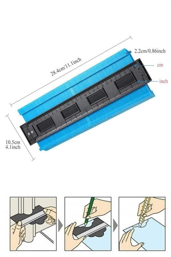 BUFFER® Kontur Ölçüm Cihazı Ahşap Fayans Şekillendirme Kalıbı 24 cm