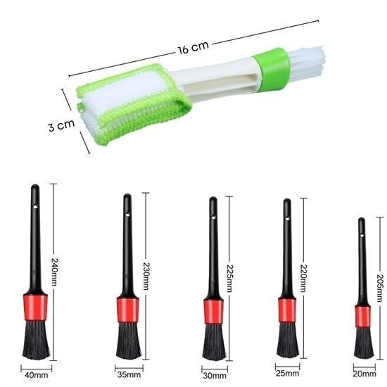 BUFFER® Yumuşak Kıllı İç Ve Dış Temizlik İçin 5+1 Detaylı Araç Oto Temizlik Bakım Fırça Seti - UcuzaGeliyor