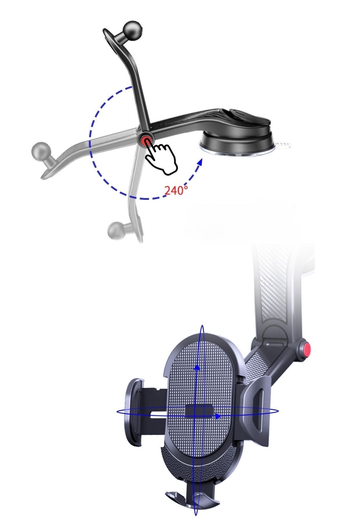 BUFFER® Güçlü Vantuzlu Araç İçi Konsol Üstü Telefon Tutucu Aparat