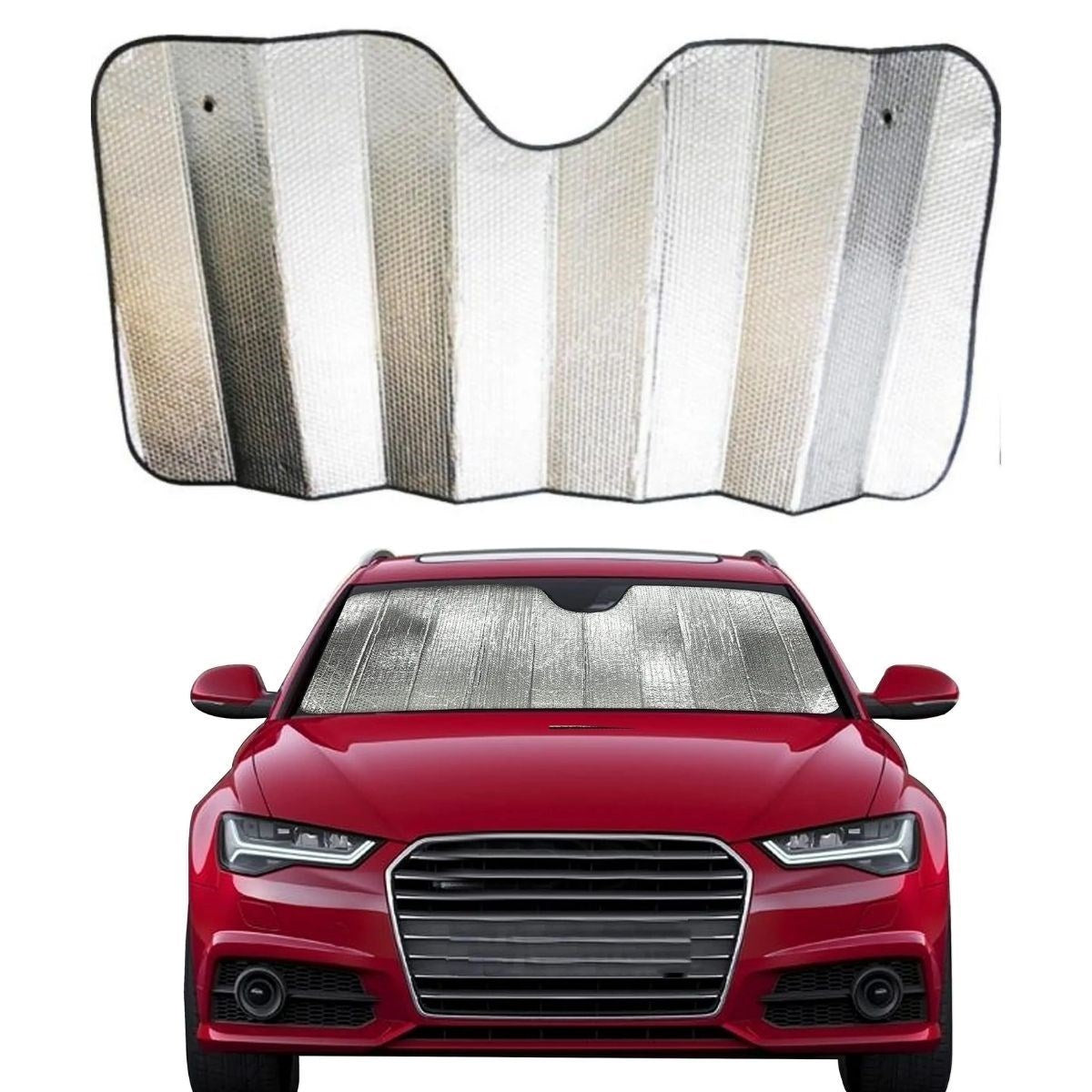 BUFFER® 120*55 cm Ambalajlı Vantuzlu Araç İçi Ön Cam Perdesi Katlanabilir Güneşlik - UcuzaGeliyor