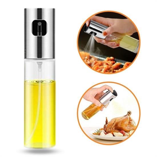 GENEL® 100ml Kapasiteli Şeffaf Spreyli Yağdanlık Sosluk Yağ Püskürtücü Yağ Şişesi