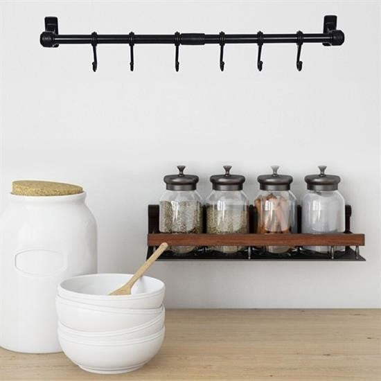 GENEL® Duvara Monte Edilen 6 Kancalı Dekor Kaşıklık ve Kupa Askısı - UcuzaGeliyor