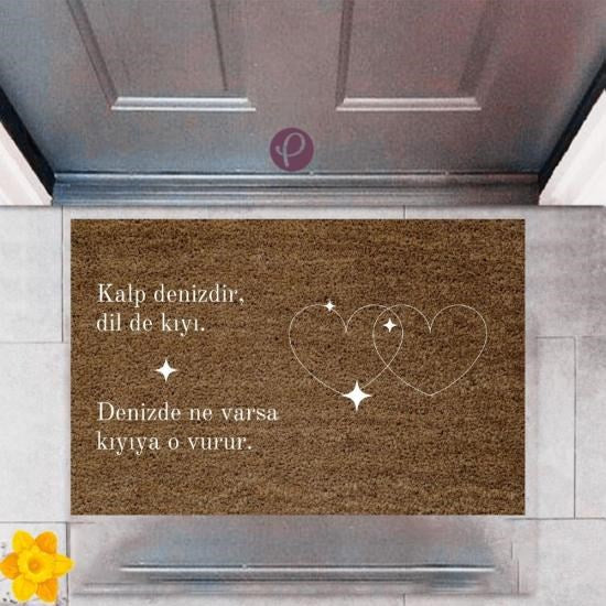 Kapı Önü Paspası Dekoratif Dijital Baskı Çift Kalp P-2467 - UcuzaGeliyor
