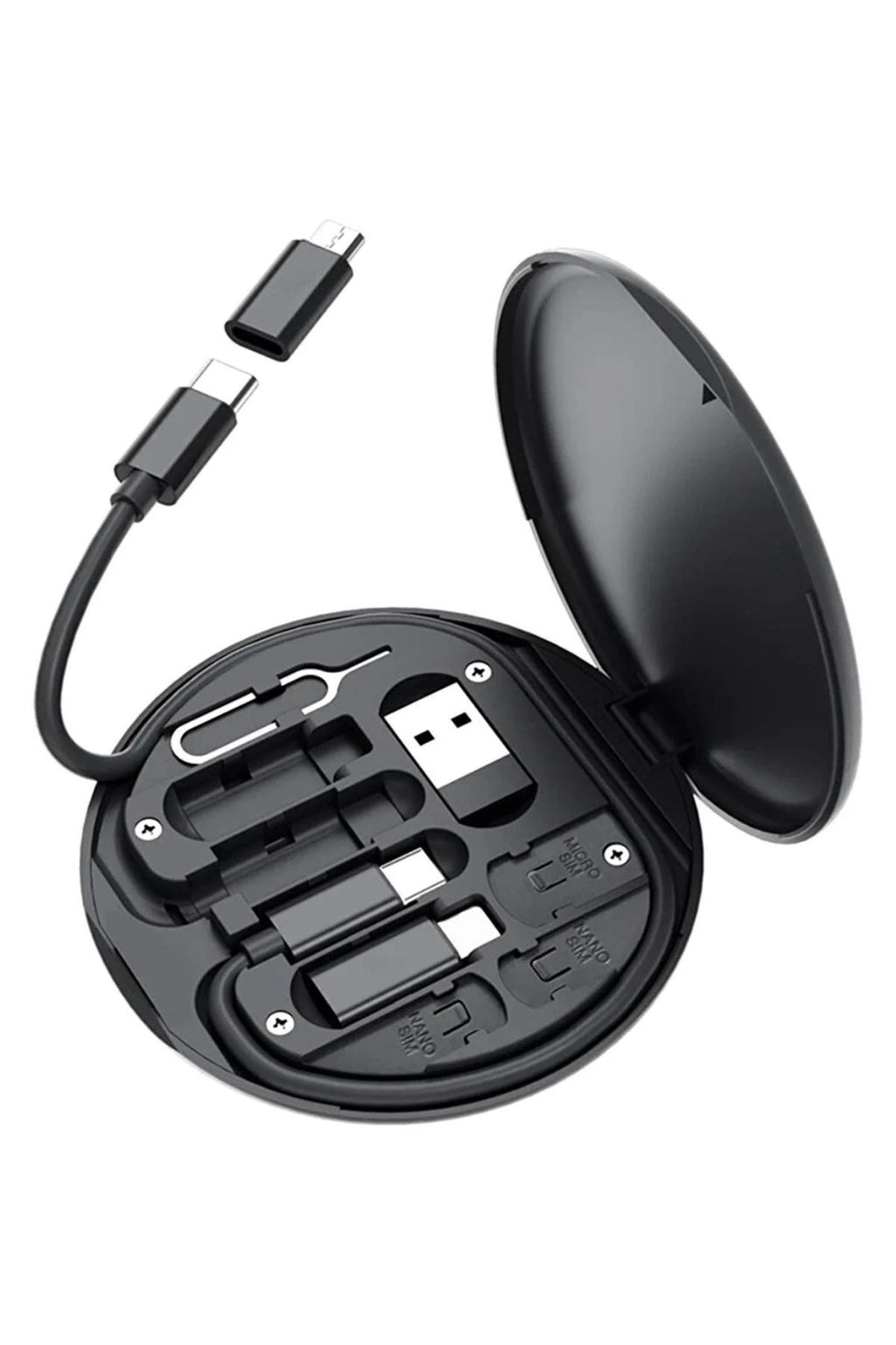 BUFFER® 60w Destekli Kablo Kutusu Seyahat Kablo Seti 5'i 1 arada USB Type-C Şarj Kablosu Seti