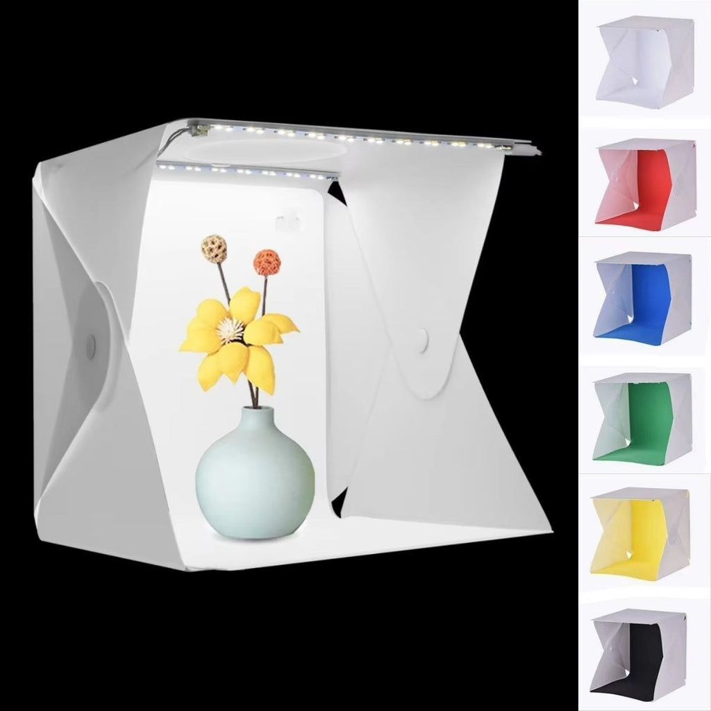GENEL® Katlanır Işıklı Fotoğraf Stüdyosu 40x40 cm 6 Renk Fonlu Ürün Çekimi İçin Uygun Fotoğraf Çekim Kutusu