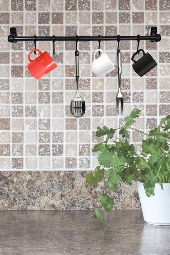 GENEL® Duvara Monte Edilen 6 Kancalı Dekor Kaşıklık ve Kupa Askısı - UcuzaGeliyor