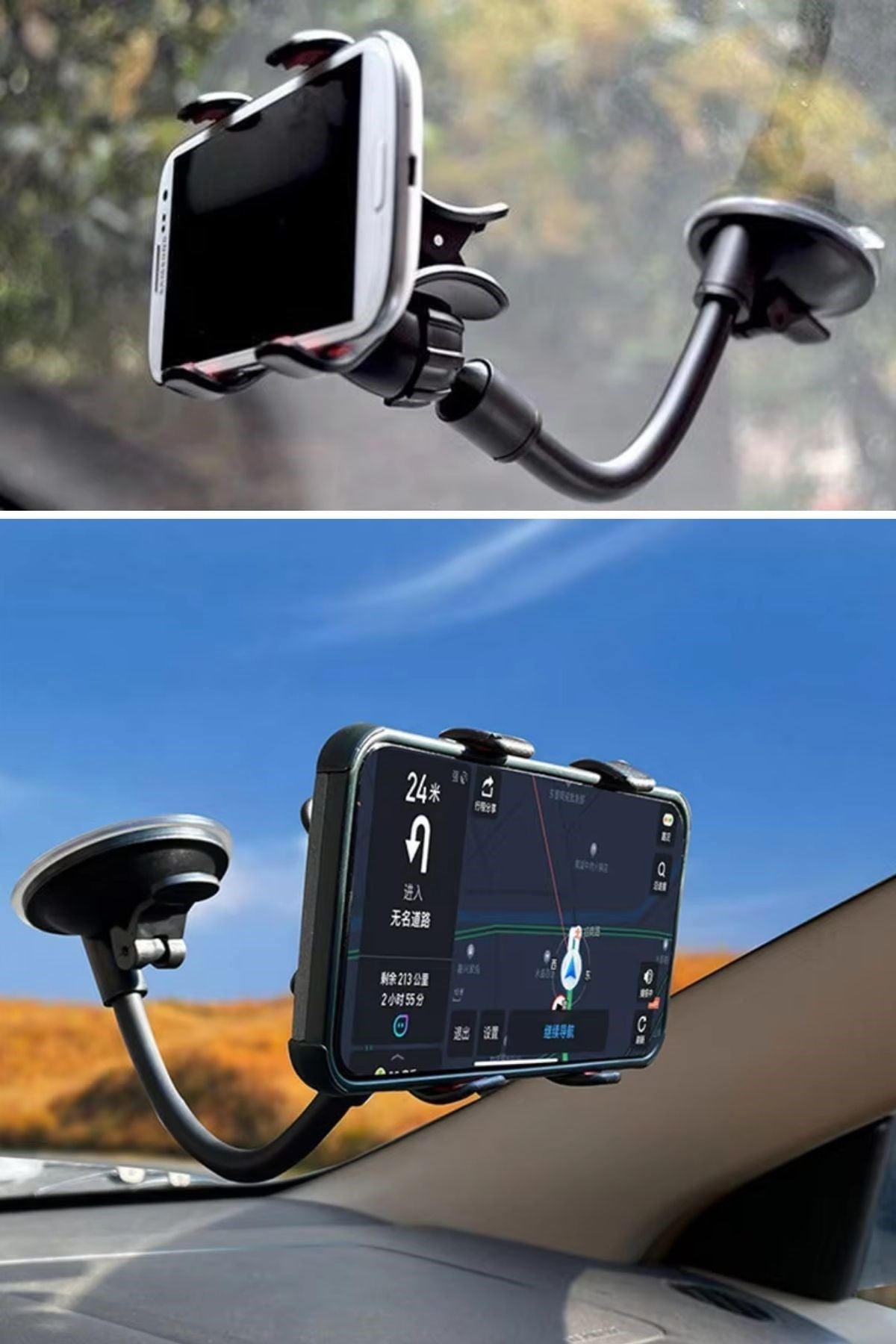 BUFFER® Akrobat Cama Sabitlenen Güçlü Vakumlu 360 Derece Dönen Tüm Modellere Uyan Oto Telefon Tutucu