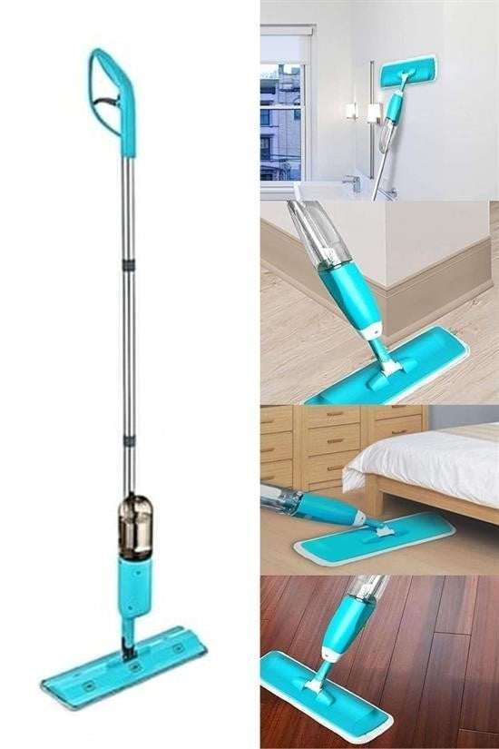 GENEL® Döner Başlıklı Spreyli Mop Parke Ahşap Fayans Temizleyici Su Hazneli Sihirli Paspas - UcuzaGeliyor