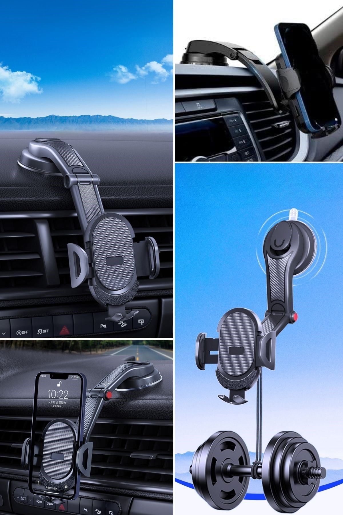 BUFFER® Güçlü Vantuzlu Araç İçi Konsol Üstü Telefon Tutucu Aparat