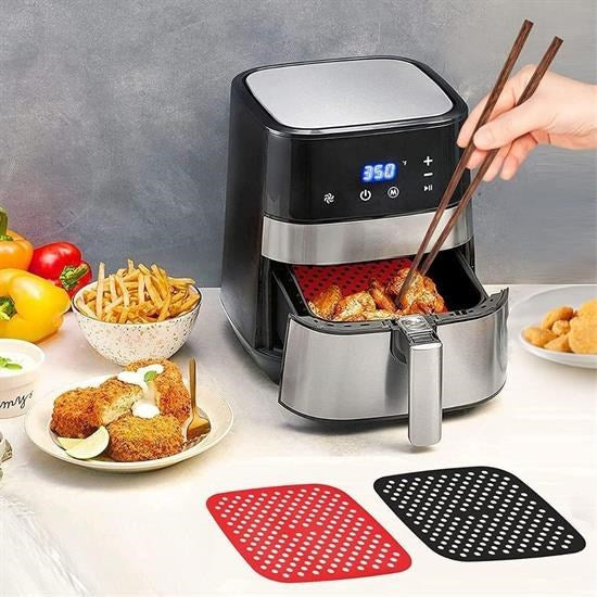 GENEL® Renkli Isıya Dayanıklı Yıkanılabilir Silikon Fırın Ve Airfryer Kare Pişirme Matı 21,5 Cm