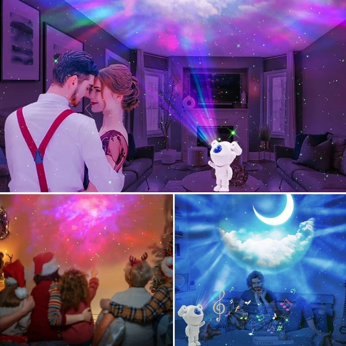 GENEL® Stickerlı ,Kumandalı ASTRONOT Model Gece Lambası